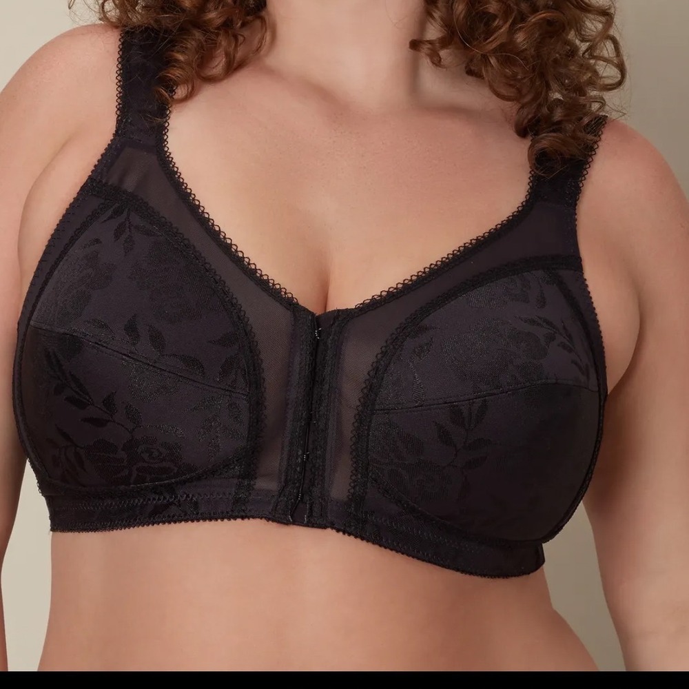 New Playtex 18 Hour 44C Front Close Wirefree Bra 4695 Black Supportive Flexible